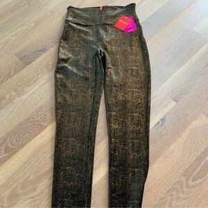 Spanx black and gold velvet leggings